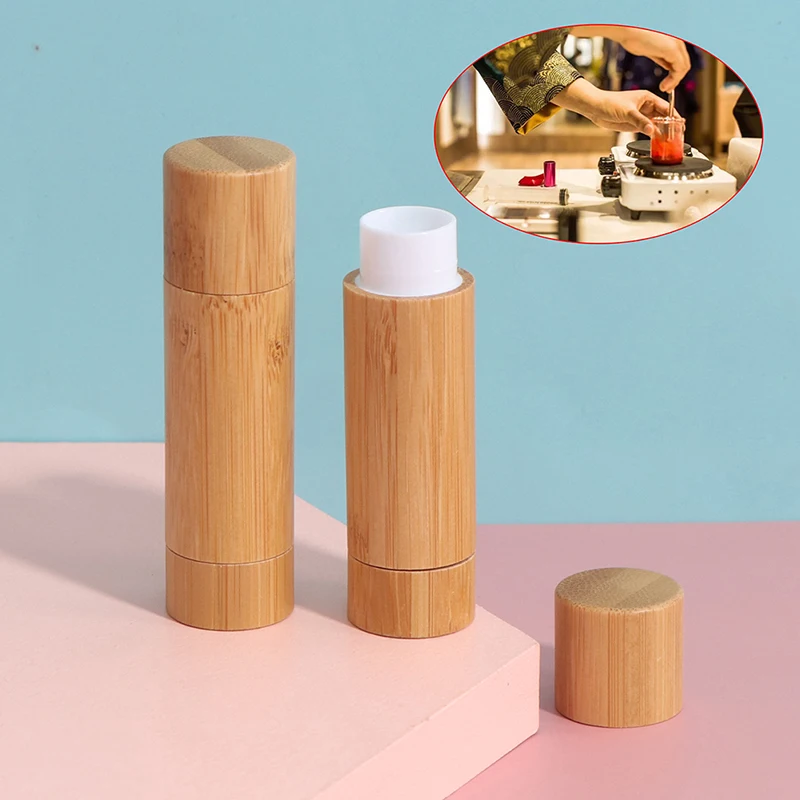 4ml 빈 천연 대나무 DIY 립스틱 립밤 립 튜브 화장품 용기 빈 립글로스 튜브
