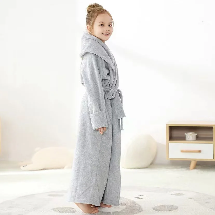 7 VEILS Girls Boys Unisex Kids Fleece Floor Length Robe Home Wear Clothes Bathrobe Pajamas