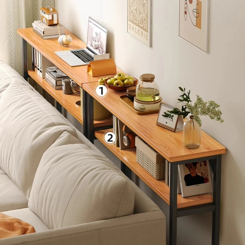 Living Room Sofa Rear Shelf Against The Wall Long Frame Bedroom Side Seam Cabinet Bedside Storage Narrow Shelf Bed Tail Frame