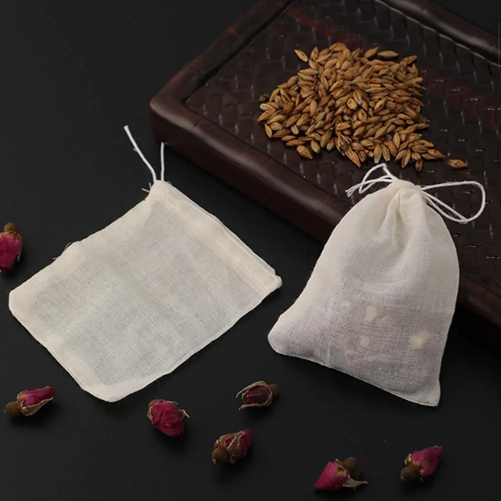 Food Grade Natural Tea Filter Portable Unbleached Sachet Bag Cotton Pouch Drawstring Bags Muslin Bag 3