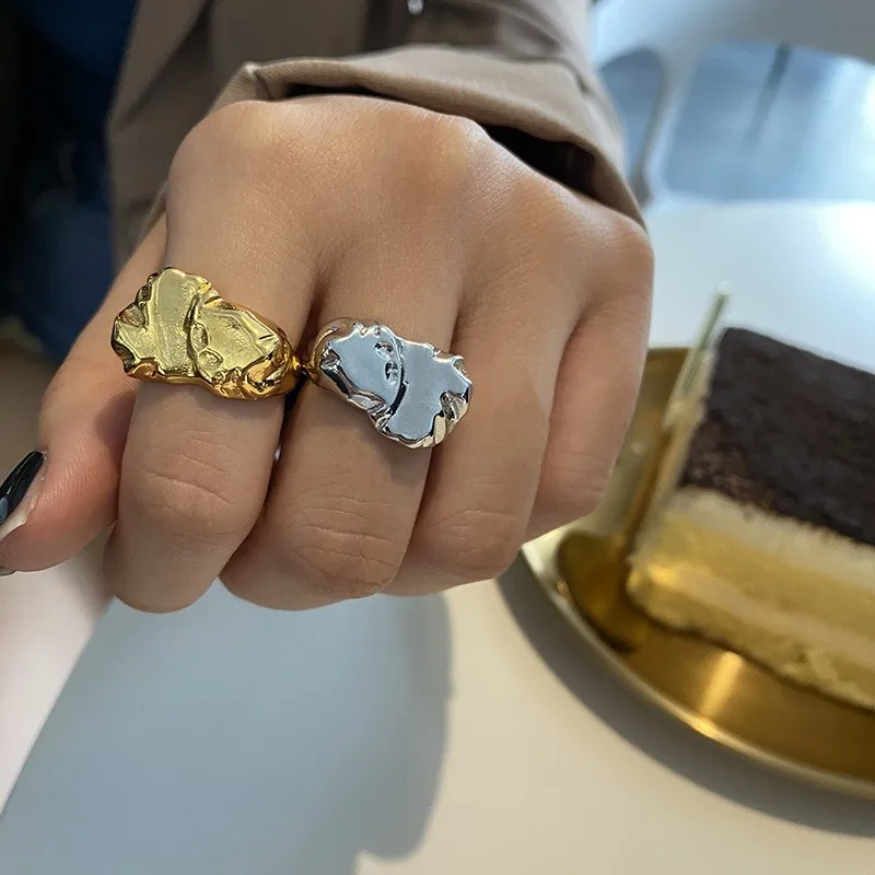 Creative Irregular Golden Metal Rings for Women Fashion Prevent Allergy Silver Color Wedding Rings Jewelry Gifts
