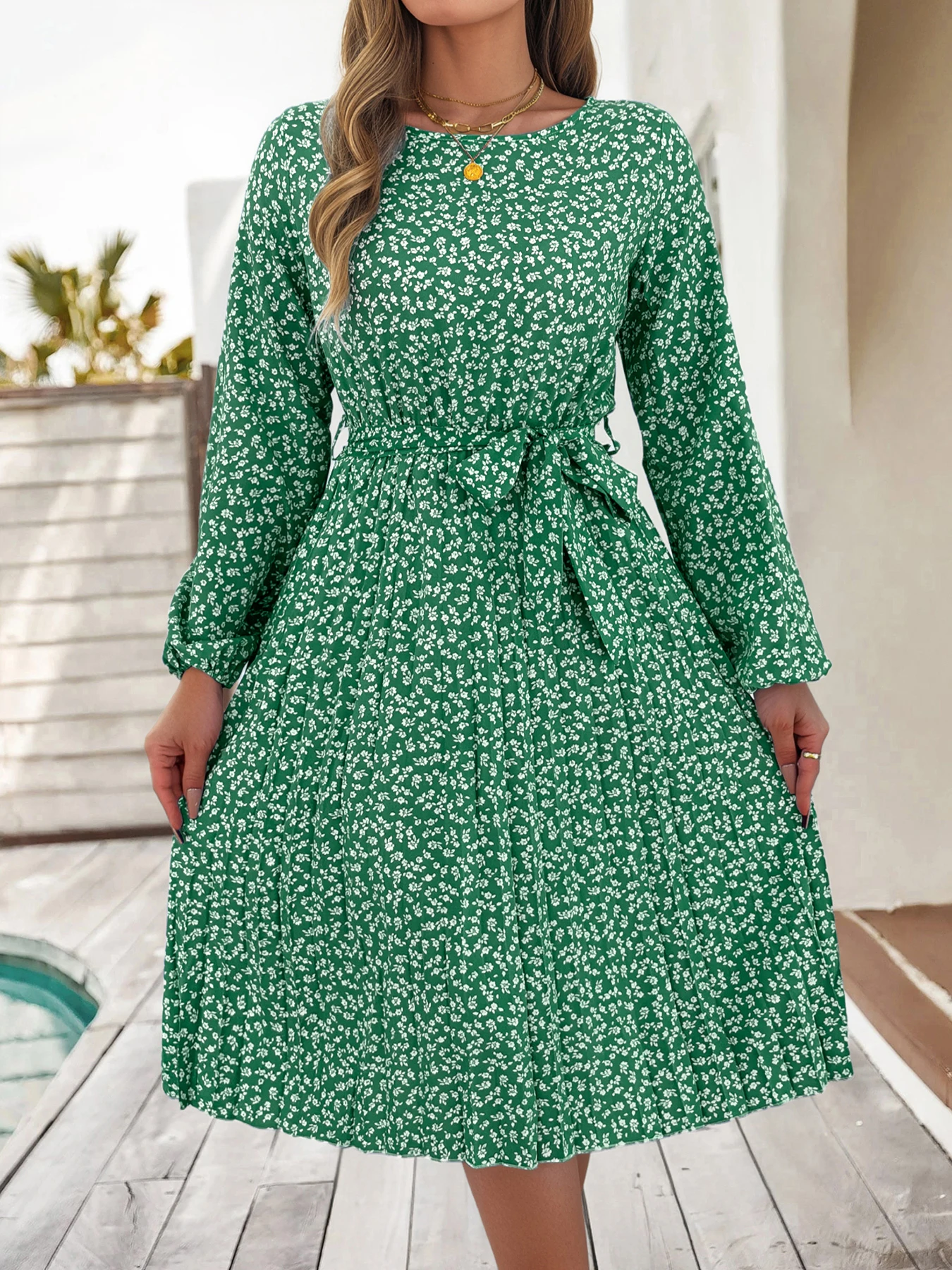 Floral Print Long Sleeve Dress for Women