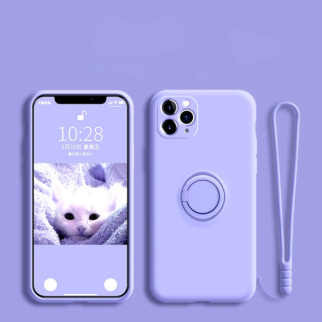 Magnetic Silicone Case For Samsung Galaxy S20 S21 FE Note 20 S22 Ultra S20FE A52 A72 S10 S9 Plus S21FE Luxury Covers Ring Holder Purple