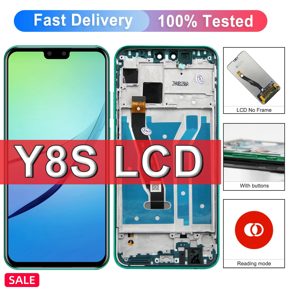 Substituição do Conjunto do Digitador do Tela Táctil Exposição do Lcd Huawei Y8s Jkm-lx1 Jkm-lx2 Jkm-lx3