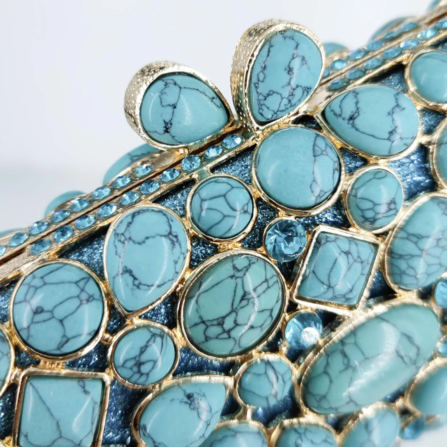 Boutique De FGG-Bolsos De noche con piedra De ágata turquesa para mujer, bolsos fiesta formales con diamantes De imitación - AliExpress