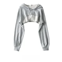 Hoodie Female Hoodie Personality Irregular Crop Ultra Short Style Long Sleeve Top Female Drop Shipping Sweatshirt Y2k Clothes - Image 3