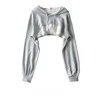 Hoodie Female Hoodie Personality Irregular Crop Ultra Short Style Long Sleeve Top Female Drop Shipping Sweatshirt Y2k Clothes 3