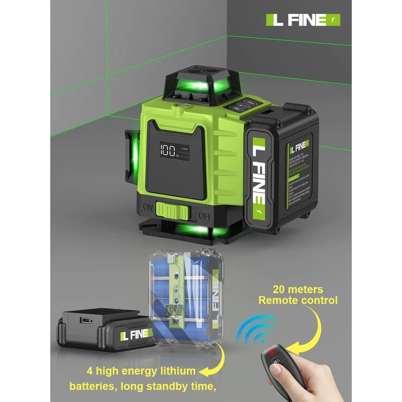 3D/4D Laser Level 12/16 Lines Horizontal And Vertical With Remote Control 8 Lines 360Â°Self-leveling Laser Levels