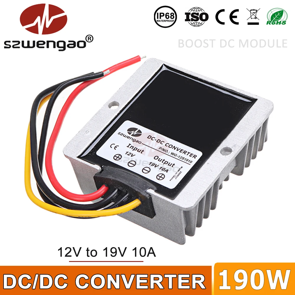 Convertitore step-up cc da 12V a 19V, regolatore adattatore voltaggio alimentatore da 3A 57W