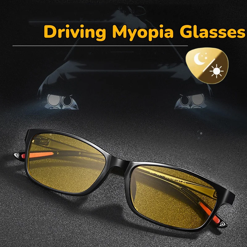Tag-Nachtsicht-Fahren im Freien, kurze Sichtbrille, kleiner Rahmen, Nahsichtbrille, modische, ultraleichte TR90-Myopiebrille