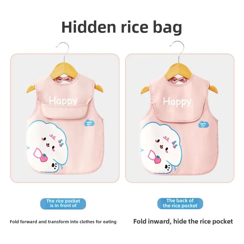 Children's Lightweight Sleeveless Feeding Smock Breathable Waterproof Baby Bibs Toddler Food Shirt Summer Anti-Dirty Neck Warmer