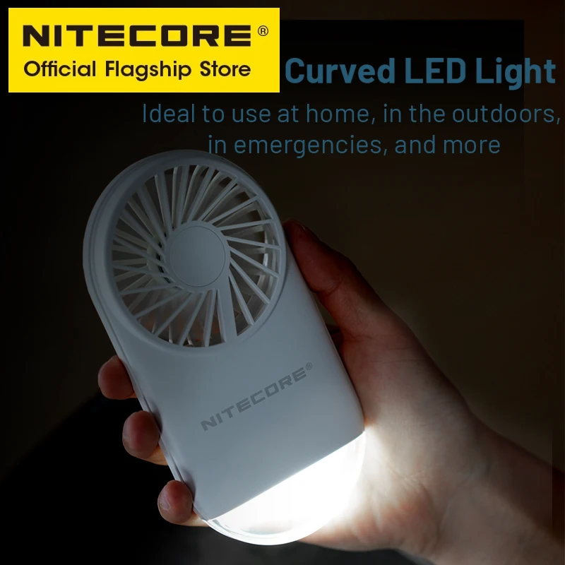 Camping Lamp NITECORE NEF02 Mini Pocket Fan Outdoor Camping Night Light USB-C Rechargeable Built-in Battery For Summer Commuting Trekking