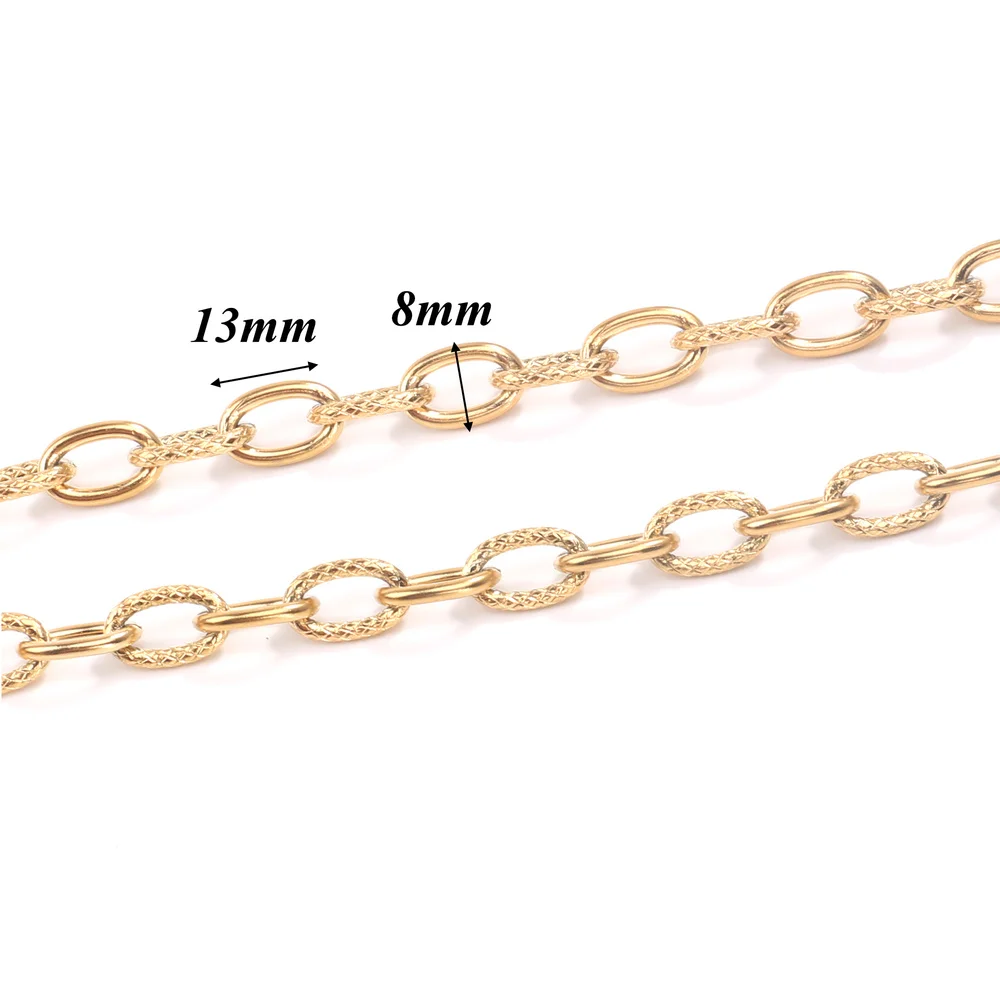 1 Meter Chunky Gold Stainless Steel Cuban Chain for Hip Hop Jewelry Crafting