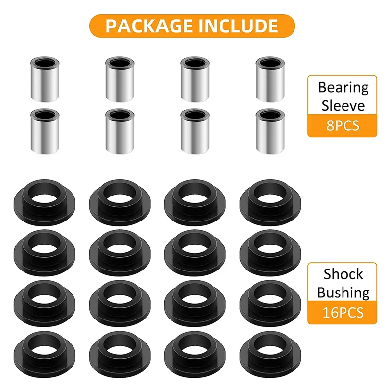 Shock Bushings Shock Bushing 16pcs & Bearing Sleeve 8pcs Kits All 4 Absorber For Arctic Cat 250 300 375 400 500 650 700 Bearcat 454, OEM# 0604-310 0403-028 Arctic Cat 400 Atv Parts