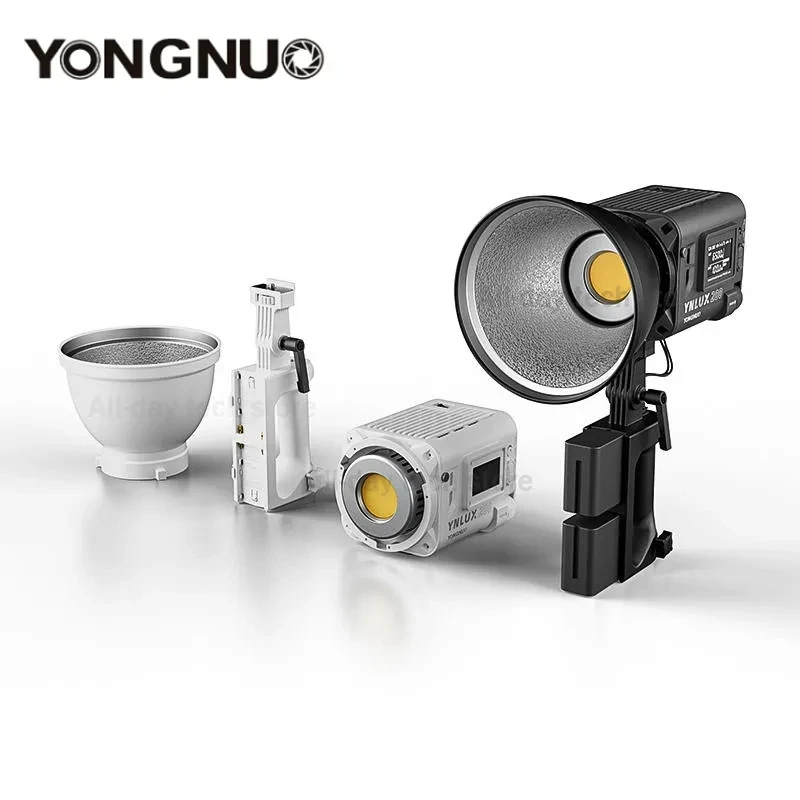 YONGNUO 핸들 전원 어댑터가 있는 휴대용 야외 LED 조명, YNLUX200 200W 2700K-6500K 보웬스 마운트