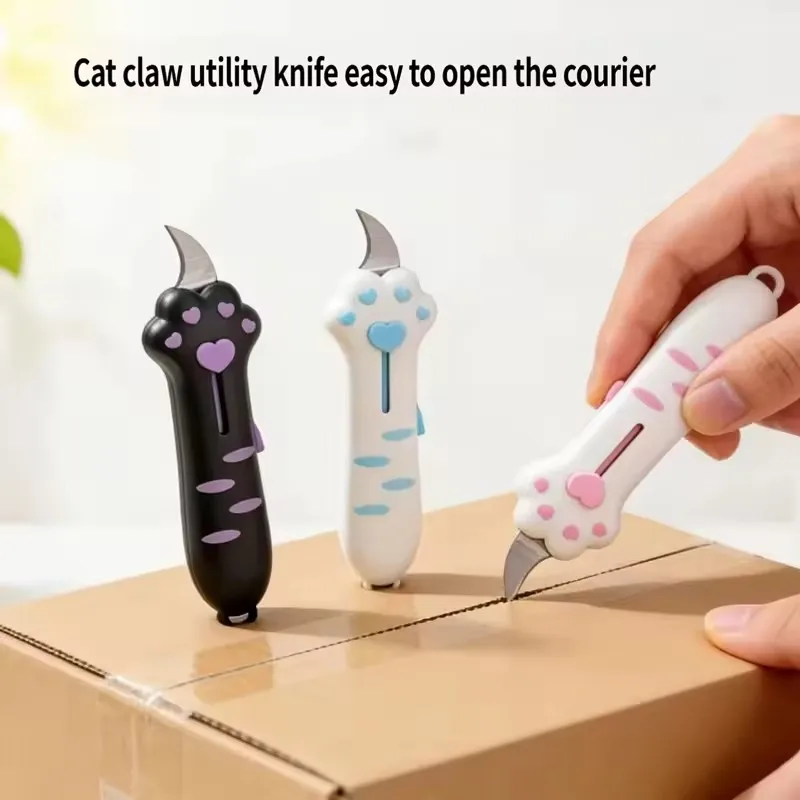 귀여운 고양이 모양 접이식 다용도 칼 휴대용 날카로운 박스 커터 창의적인 수제 종이 절단 도구 소녀용 미니 포장 개봉기