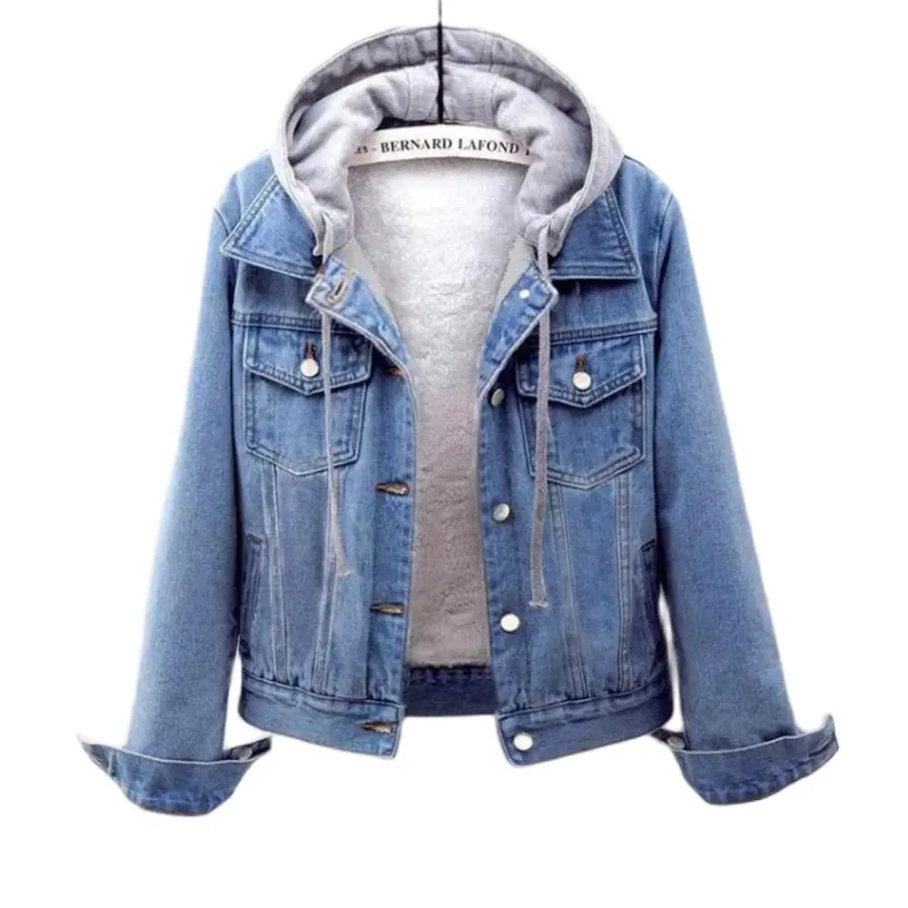 

Женская короткая джинсовая куртка, утепленная джинсовая куртка со съемной подкладкой, размеры до 5xl, Осень-зима 2024