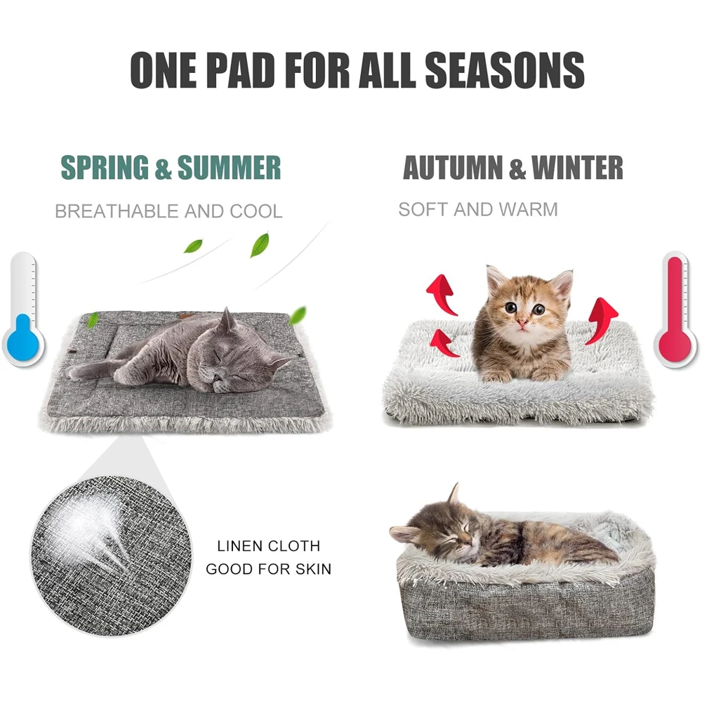2-in-1 Autumn & Winter Warm Plush Cat Bed Pet Kennel Soft Multifunctional Comfortable Foldable Cat Mattress for Small Cats Dogs