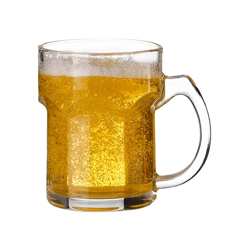 HeY LiLac 500ML Beer Mug Durable Drinking Glass with Handle Clear Dimpled Glass Beer Stein Glass Coffee Mug Drinkware JT547