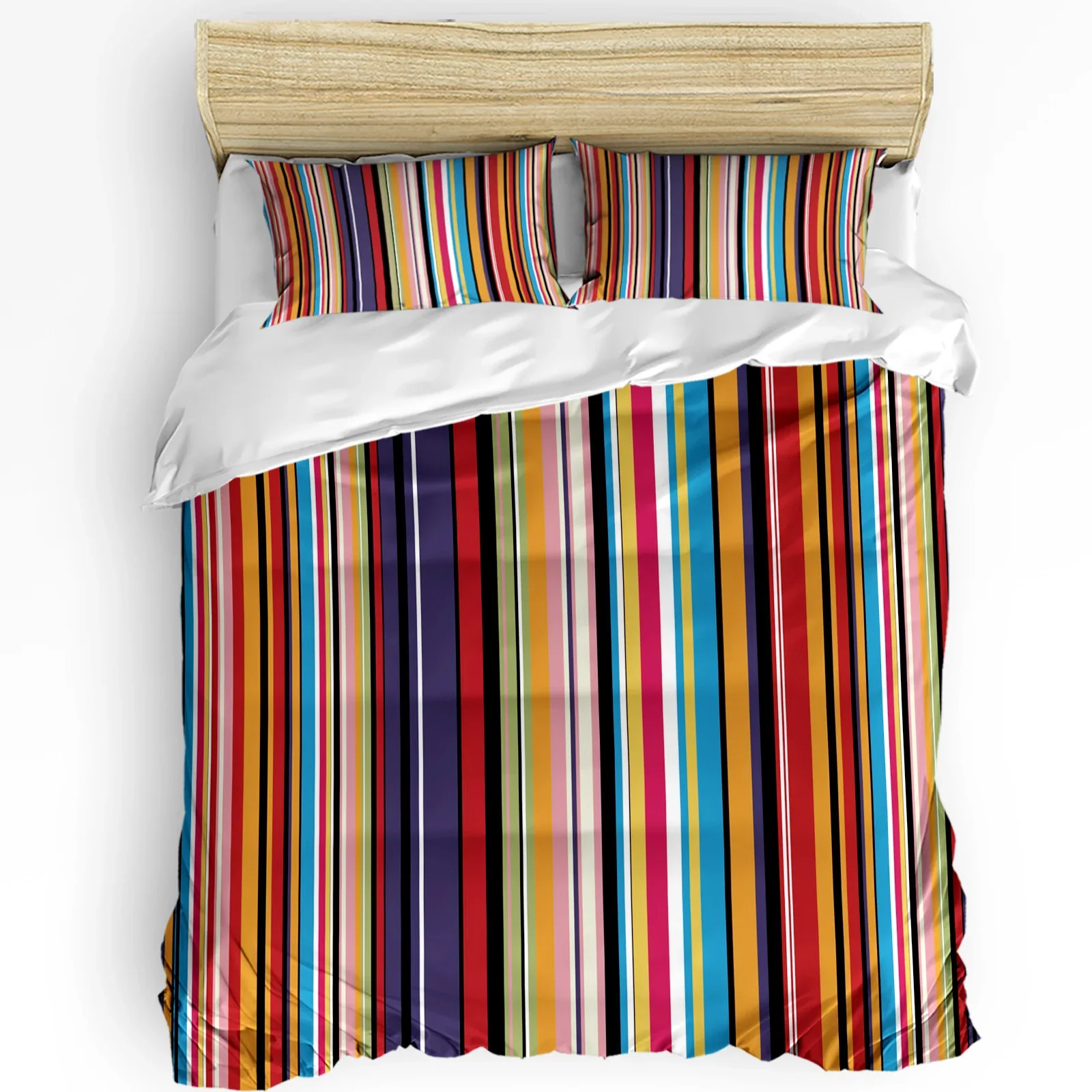 

Mexico Style Colorful Stripes 3pcs Bedding Set For Bedroom Double Bed Home Textile Duvet Cover Quilt Cover Pillowcase