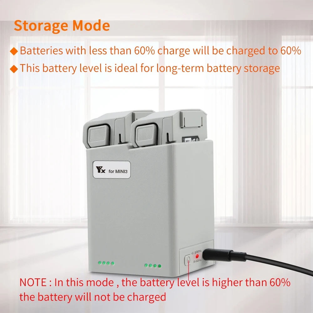 Chargeur Batterie Drone DJI Mini 3/Pro 2 en 1 65W USB-C PD