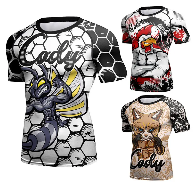 New Men Rashguard bjj Boxing T Shirt MMA Jiu jitsu T Shirts Kickboxing Compression Shirts Boxe Fighting MMA Clothing Sportwear