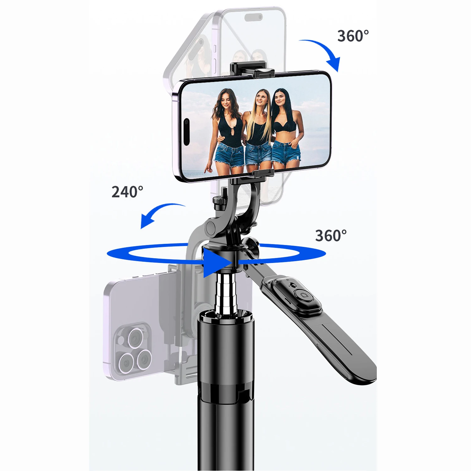 Selfieshow C07 2.11m Wireless Stable Shooting Bluetooth Expansion Tripod Selfie Stick Stabilizer Tripe Stand for Cell Phone