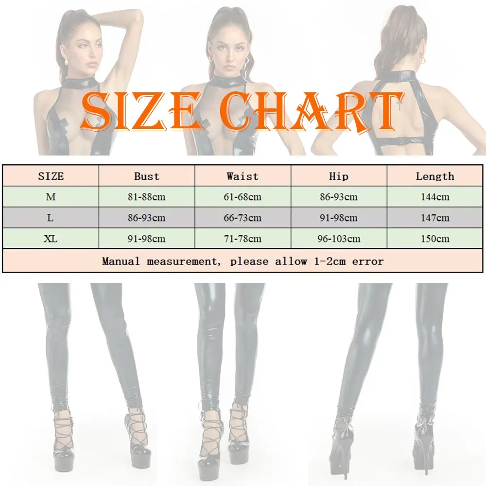 Women Porno Role Play Costume Sexy Transparent Leather Lingerie Woman Body Jumpsuit Catsuits Games Outfit Bodysuit Pu Underwear