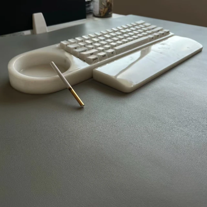GH60 흰색 대리석 키보드 쉘 재떨이 스타일 CNC 통합 몰딩 호환 Wooting60he 60% 키보드 케이스 글레이징 공정