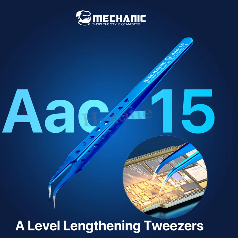 MECHANIC AAC-15 Edelstahl-Pinzette für Handy-Reparatur Hochpräzise 8-Loch Wärmeableitung Fliegende Draht-Punktschweißklemme