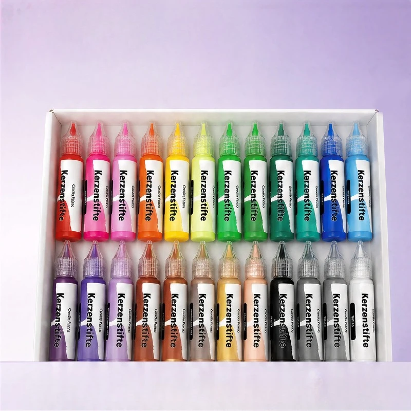 수제 DIY 어린이 환경보호 24색 10ml 입체 비베이킹 캔들 펜 페인트 그림 그리기 그라피티 세트