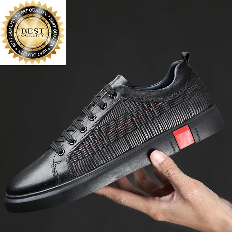 

Men shoes Genuine Leather Fashion Sneakers Mens Shoes Casual lace up Designer black flats Sapatos Masculinos Casuais Couro