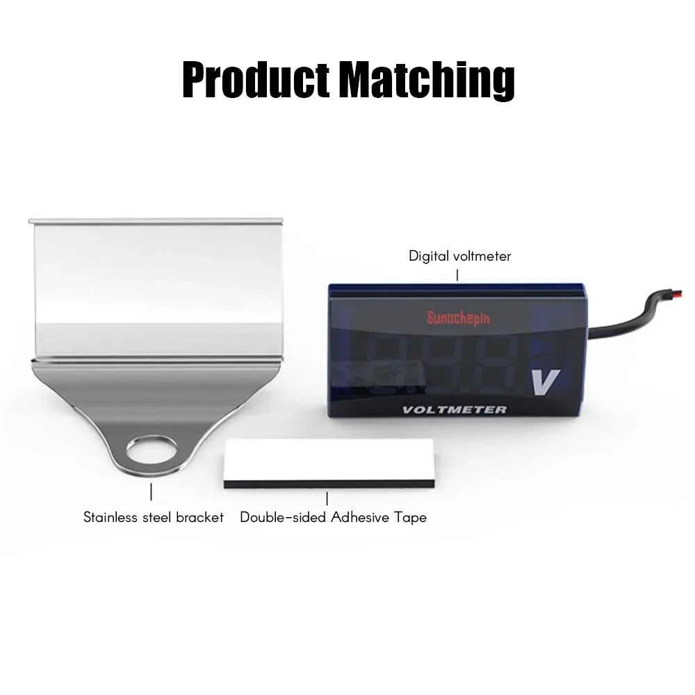 Digital Voltmeter Motorcycle DC 10-150V LED Display Waterproof Voltage Tester Battery Moniter Gauge With Bracket