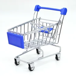 Miniature Shopping Trolley Cart Toy for Children and Home Decoration (Blue)