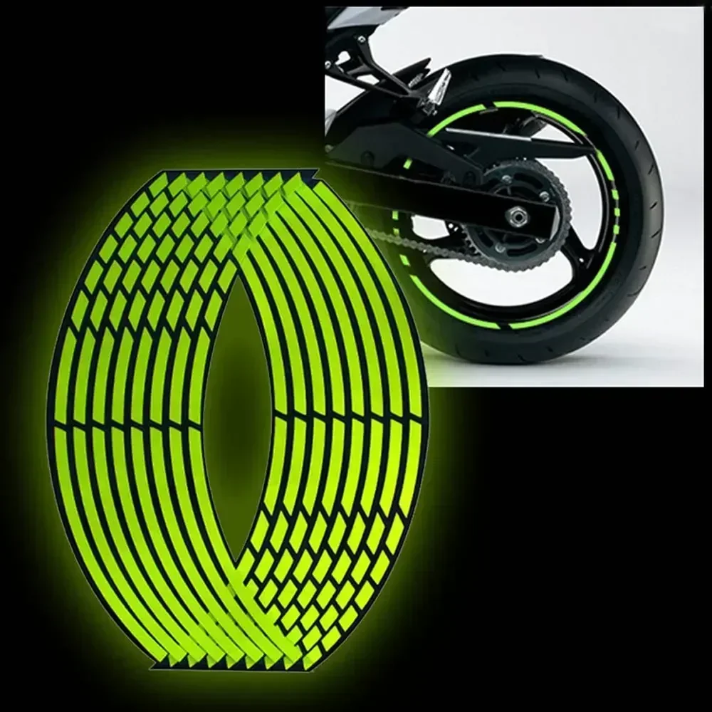 Universal Reflective Fluorescent Green Wheel Rim Decorative Strips - 18''
