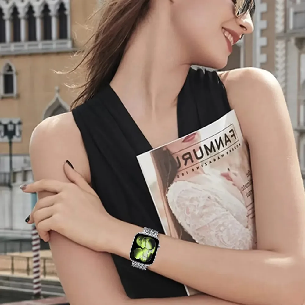 Milanese Magnetic Metal Strap - Breathable, Adjustable Band