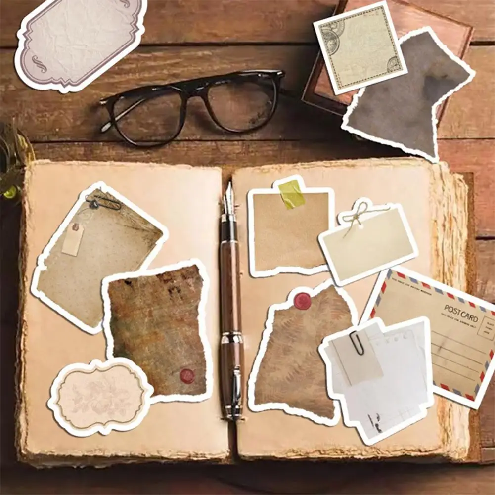 

80 Pcs Vintage Scrapbook Paper Stickers Rich Elements Retro Writing Labels For Journals Planners Collage Albums Stamp Mini Decor
