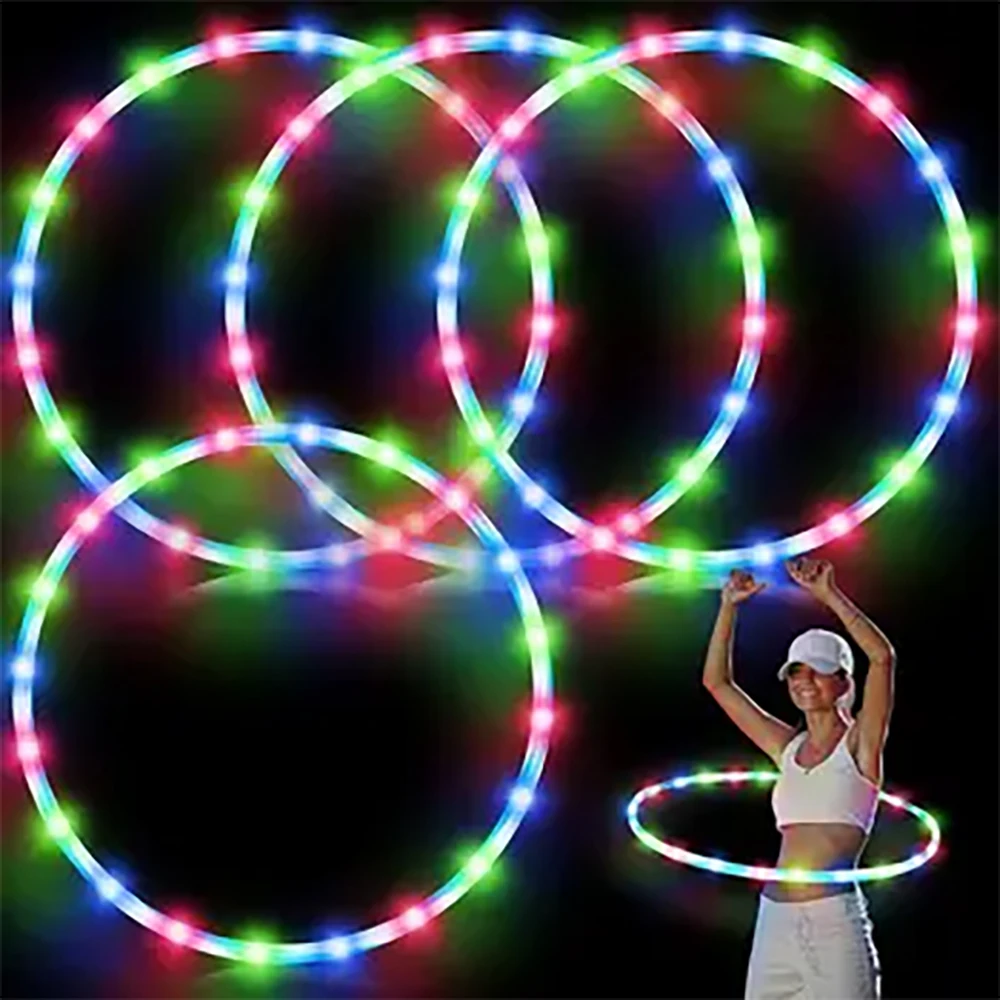 LED Luminous Sports Hoop 60 Diameter Hula Hoop Detachable FitnessCircle Performance Art Abdominal Weight Loss Fitness Equipment