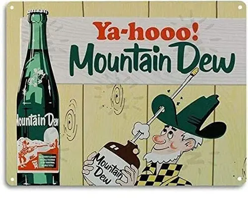 Cafe Outdoor Indoor Wine Cellar Laundry Room Decor Metal Signs Mountain Dew Soda Pop Store Advertising Vintage Look Retro Wall T