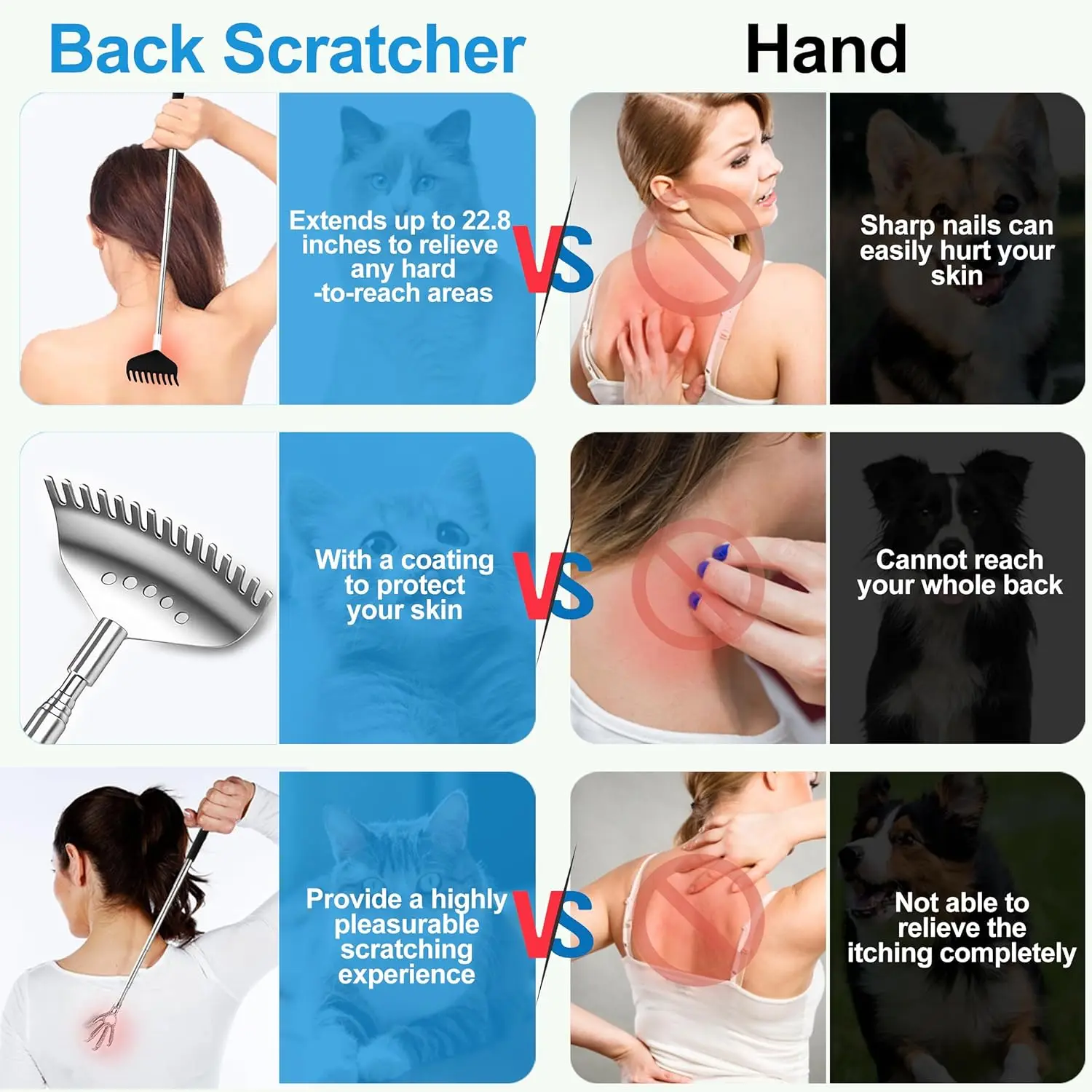 Upgraded Back Scratcher Massager Telescoping Back Massage Stocking Stuffer for Women Men Extendable Back Massager Christmas Gift
