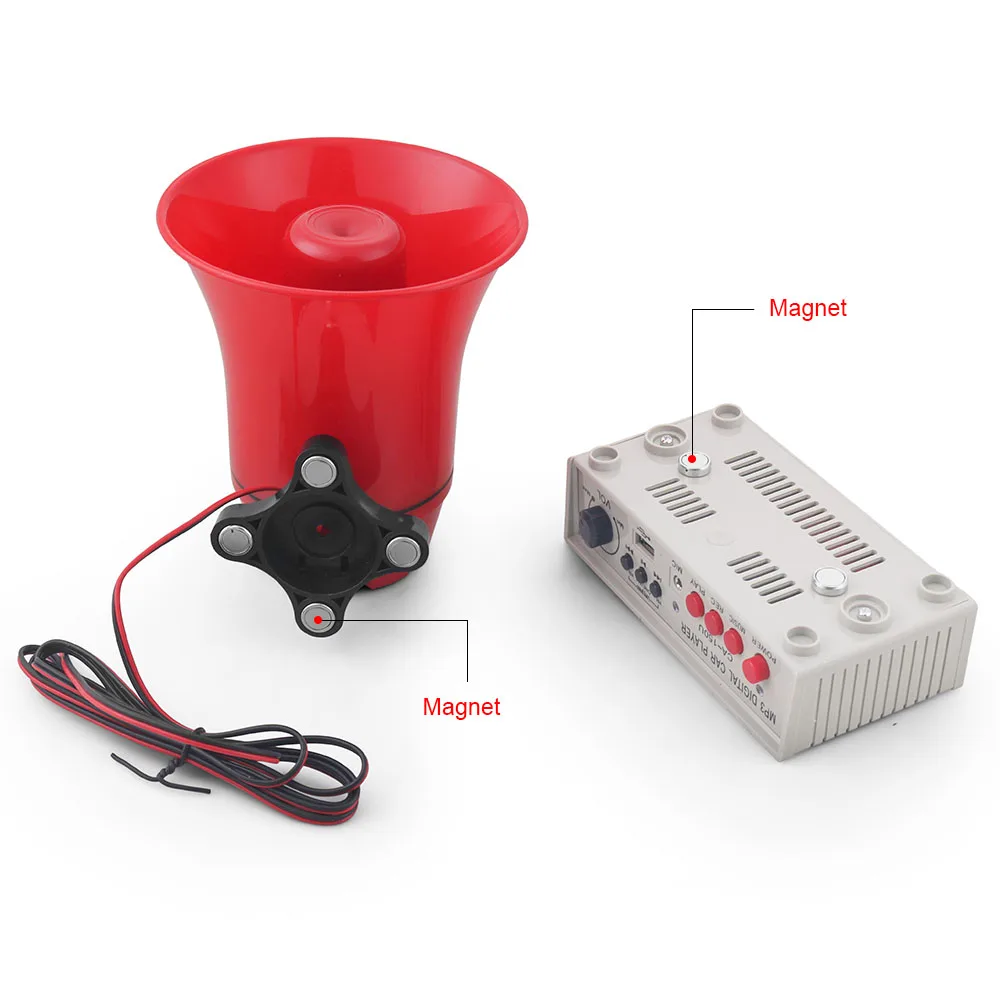 12V 130dB Customizable Sound Car Warning Alarm Police Siren Horn Speaker With Amplifiers MIC System and Card reader MP3 player