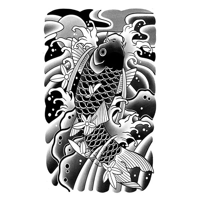 Adesivi per Tatuaggi 3D Impermeabili a Forma di Pesce Koi per Arte Corporea Semi-Permanente Unica e Duratura - immagine 3