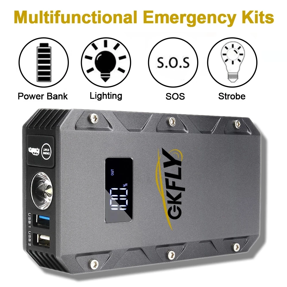 GKFLY Car Jump Starter 18000mAh 1500A 12V Starting Device Power Bank Car Battery Booster Charger For Petrol Diesel Starter car jump starter,jump starter,car battery charger