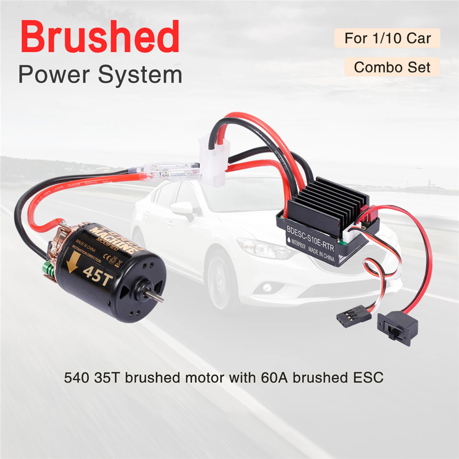 80T Geborsteld Motor ESC Combo 540 Geborsteld Motor Waterdicht Motor