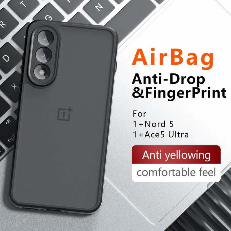 Shockproof Frosted Matte Case with Anti-Fingerprint Transparent Cover