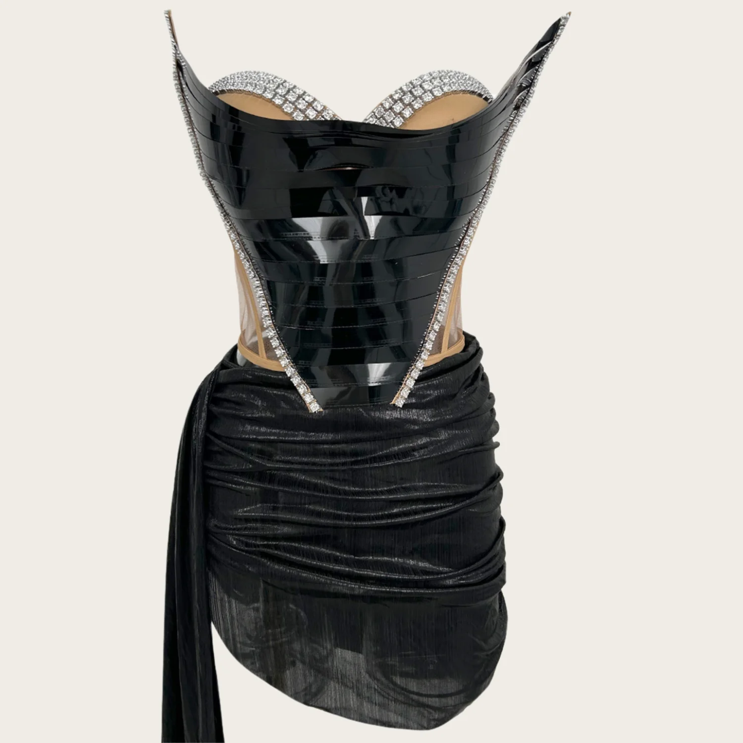 Sexy High-end Shiny Rhinestone Sequins Mirrors Style Short Dress Set Women  Strapless Bodycon Cocktail Party Dance Wear Douniu - AliExpress