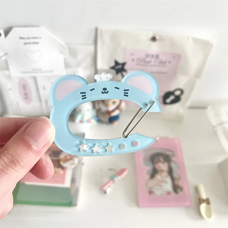 Kawaii Keychain Cute Animal Acrylic Carabiner Clips Mult Use Keyring Hooks Handbook Decorative Buckle Home Party Gifts Supplies