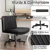 PU Leather Armless Cross Legged Office Desk Chair for Home Office, Modern Swivel Height Adjustable Wide Seat, Offices Chairs 6