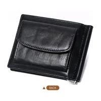 Genuine Leather Mens Wallet with Money Clip with Coin Pocket Billfold Cash Clip Leather Mens Money Clip Wallet 2