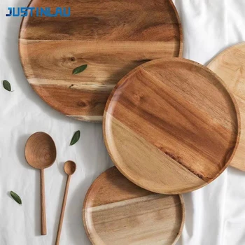 JUSTINLAU Wooden Round Serving Platter 1